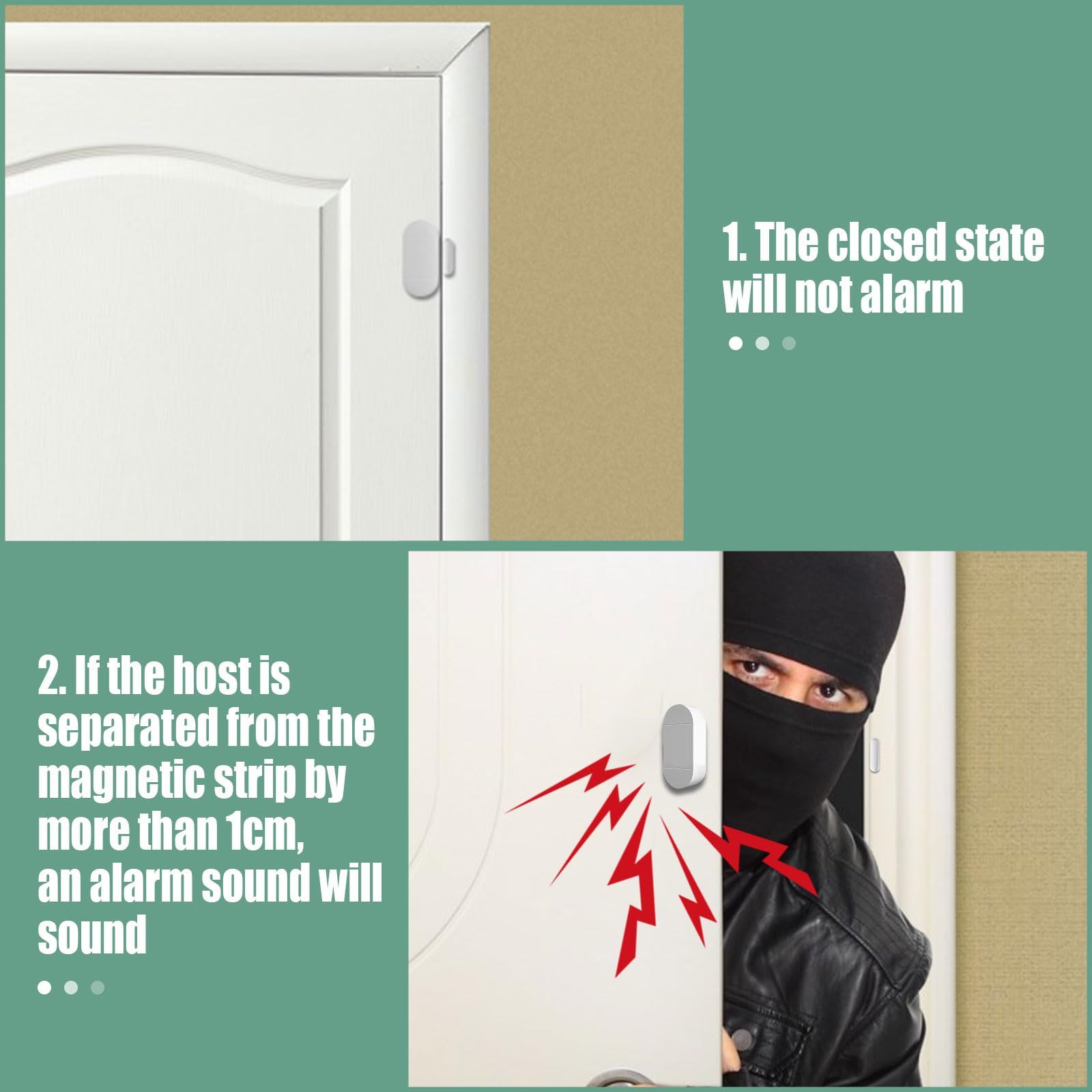 Sensore di allarme per porta, allarme senza fili per finestra, sensori di allarme per porte aperte, allarme antifurto all'ingresso, 130 dB, sensori di sicurezza domestica magnetici wireless per