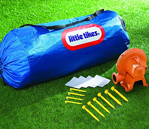 Little Tikes Jump 'n Slide Castello Gonfiabile - Con rete di sicurezza per uso esterno - Include custodia, picchetti, compressore e toppe di riparazion, Età: 3+ anni [Esclusivo Amazon]