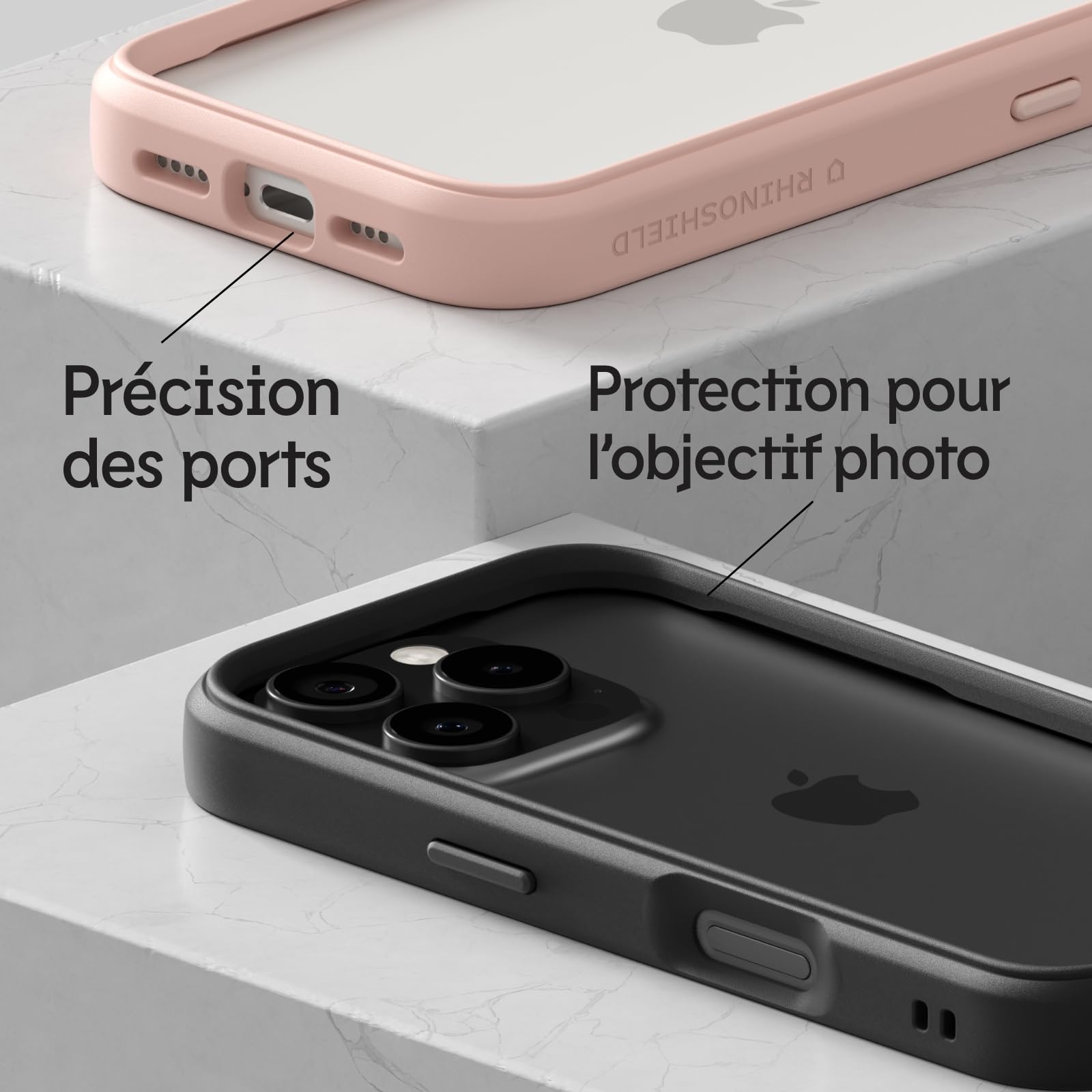 RhinoShield Coque Bumper Compatible avec [iPhone 16 Pro Max] | CrashGuard - Protection Fine Personnalisable - Absorption des Chocs [sans BPA] - Gris Platine