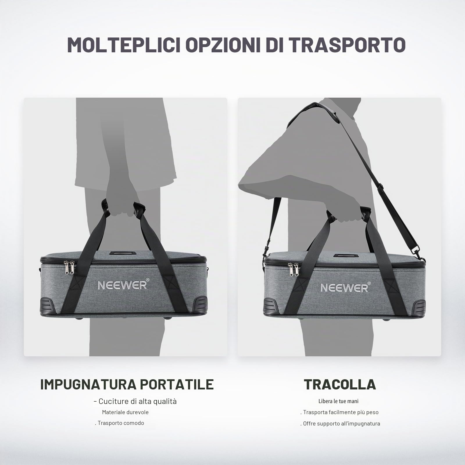 NEEWER Borsa Trasporto con Imbottitura Schiuma Mobile per Studio Light Q300 Vision 4 ML300 CB60B RGB CB60 MS60B MS60C MS150B, Borsa da Viaggio in Tessuto Oxford Resistente con Tracolla e Manico, PB5