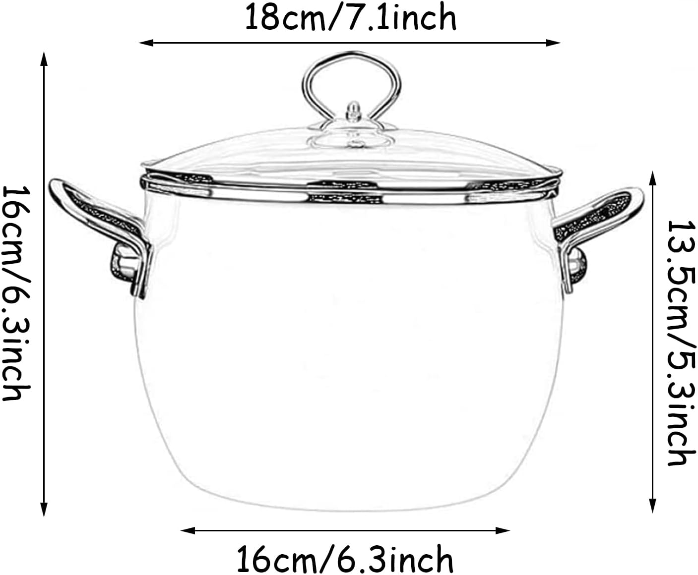 Enamel Stockpot Set with Glass Lid Nonstick Enamel on Steel Stock Pot Enamelware Cooking Pot Large Simmer Pot with Handle for Induction Cookers and Stove,Pink,7inch