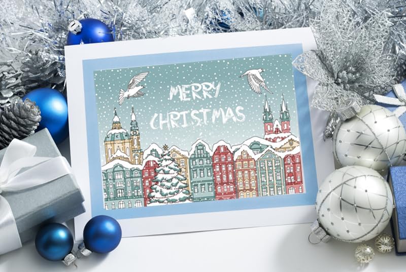 Miniatura 3 de Arbuya Sellos transparentes de Navidad para hacer tarjetas, fondo de casa de la ciudad de Navidad, sellos de goma de paloma, bosque, nevadas, sellos