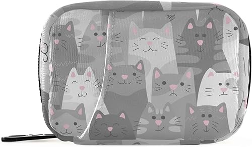 ALAZA Pastillero gris para gatos de 7 días, bolsa organizadora de pastillas de viaje con cremallera, funda semanal portátil, tamaño compacto,