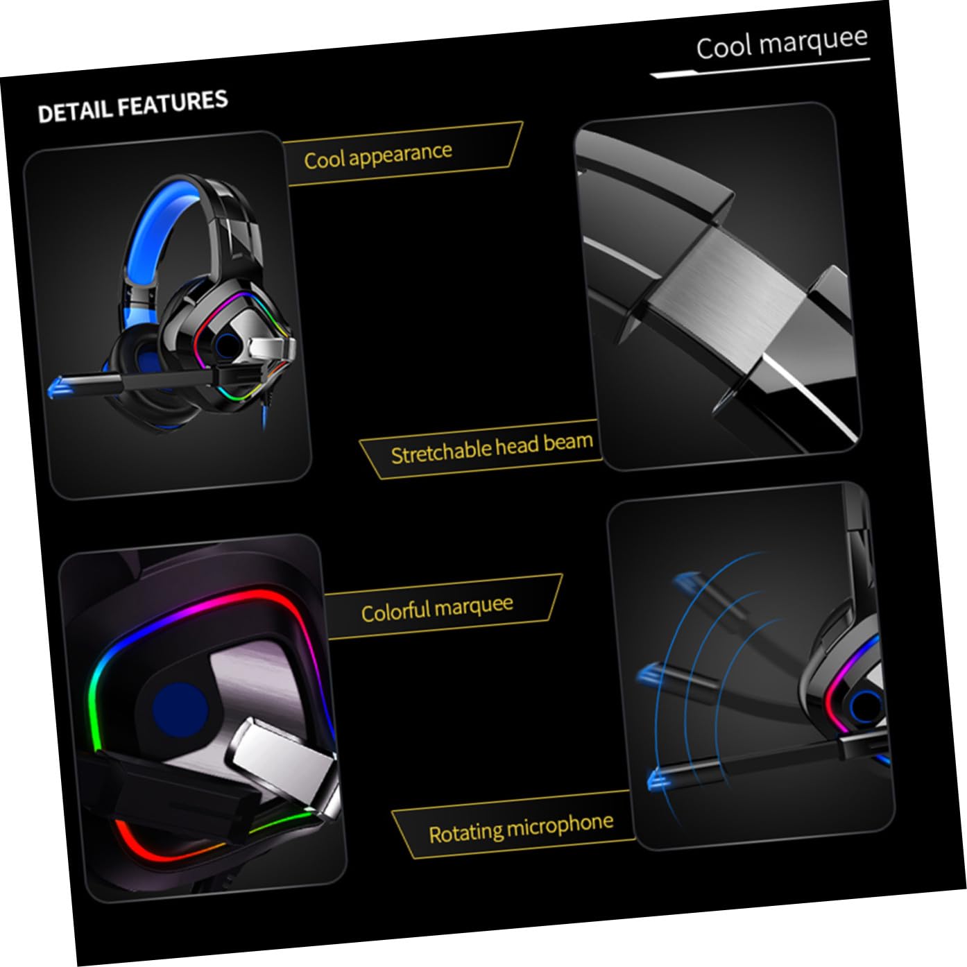 Garneck Headset Gaming A66 Blu in Plastico PU con Microfono