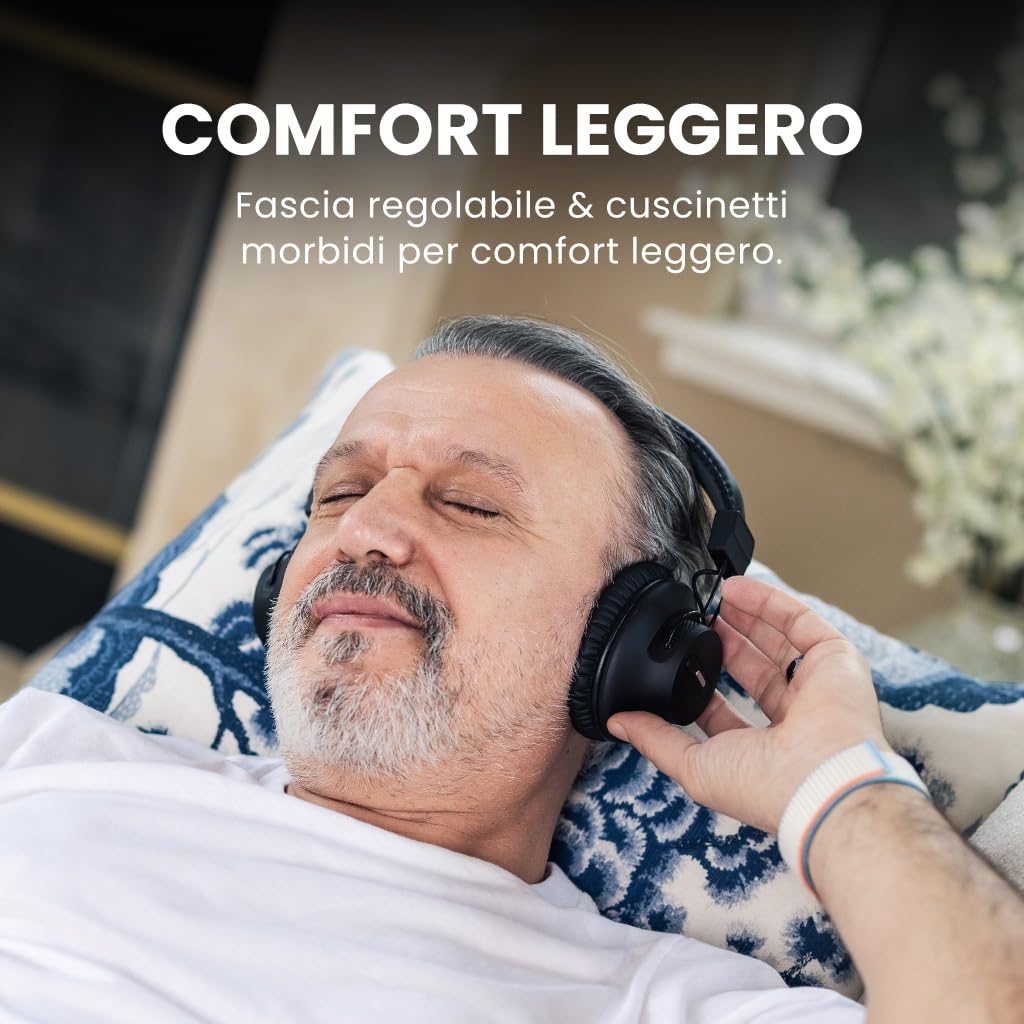Avantree Audition 3 - Cuffie Over-Ear Bluetooth 5.3 Con Wireless Base Ricaricabile, compatibili con Smart Samsung TV, Modalità Voce Chiara, Volumi Potenziati E Supporto aptX-Adaptive & HD