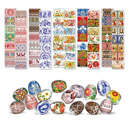 70 Pcs Egg Wraps Easter Set - Thermo Easter Egg Shrink Wrappers for Pysanka - Traditional Egg Sleeves Easter - Ukrainian Easter Egg Decorating Kit