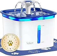 Veken Award-Winning 95oz Pet Fountain: Automatic Cat & Dog Water Dispenser with 5-Stage Filter, Ultra-Quiet Pump (Blue)