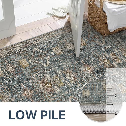 GENIMO 2x6 Non Slip Hallway Runner Rug, Machine Washable, Thin & Low Pile Lightweight for Kitchen, Laundry, Entryway, Bedroom & Living Room