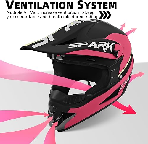 Miniatura 3 de Cascos de motocross para jóvenes, aprobados por el DOT, para niños, ATV, todoterreno, cuatro ruedas, cascos de motocicleta BMX (guantes de