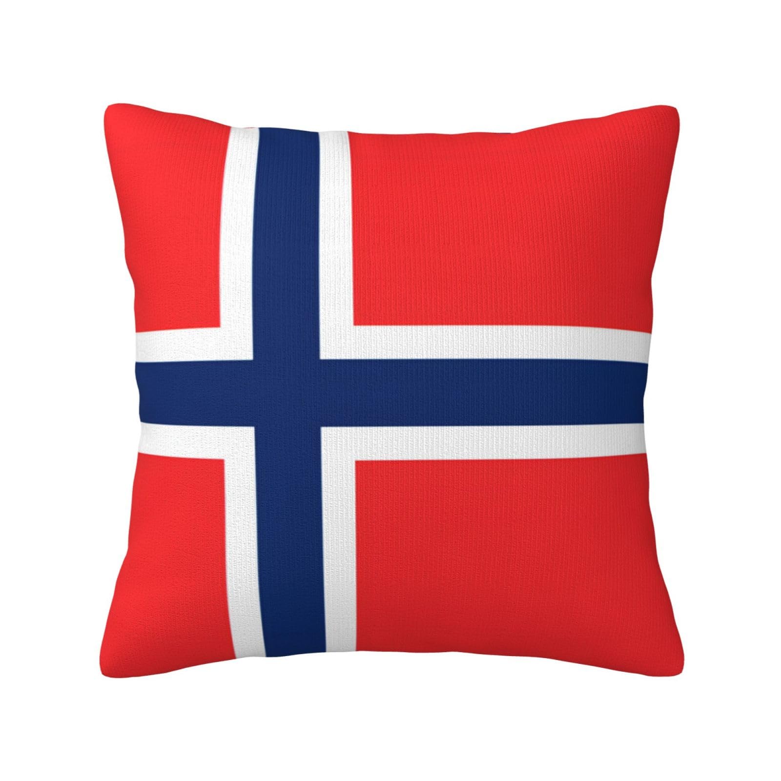 Norwegian flag Print Decorative Throw Pillow Covers for Sofa, Outdoor and World Cup Celebrations