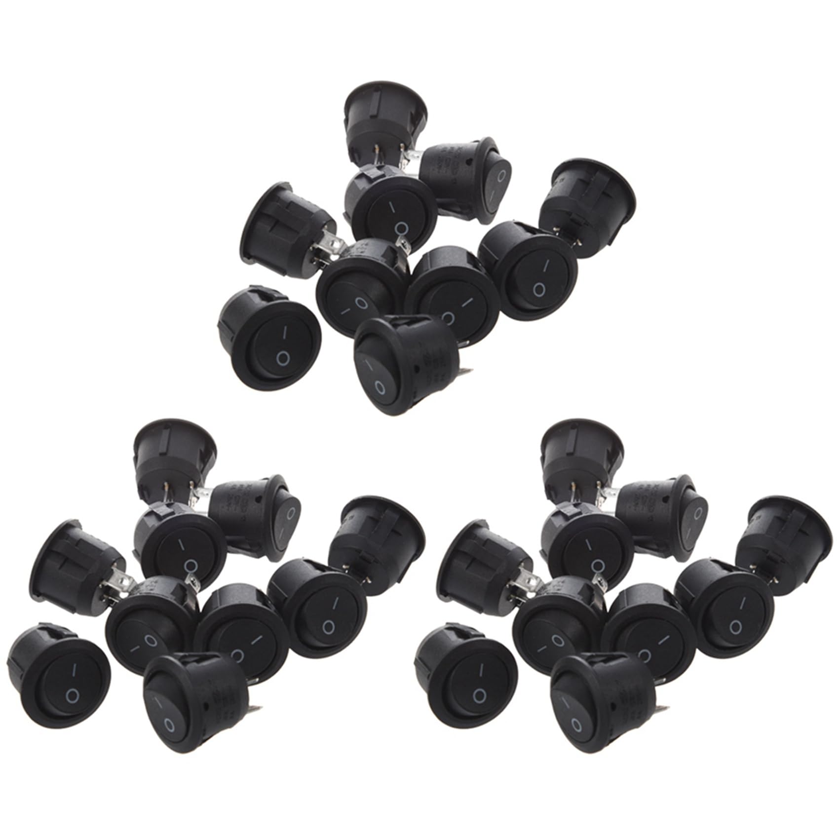 Jnchdghwa Black 30Pcs Ac 6A 10A 250V On Off Snap In Spst Round Boat Rocker Switch
