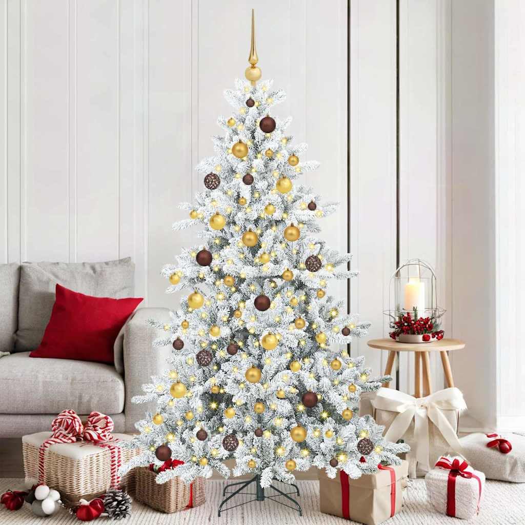 Albero di Natale artificiale, 180 cm, con rami articolati, luci LED