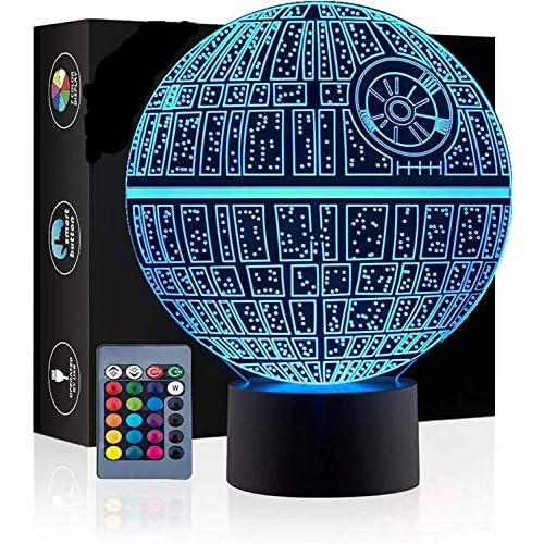 3D Ilusión óptica Lámpara LED Luz de noche Deco LED Lámpara 7 colores de control remoto con Acrílico Plano & ABS Base & Cargador usb