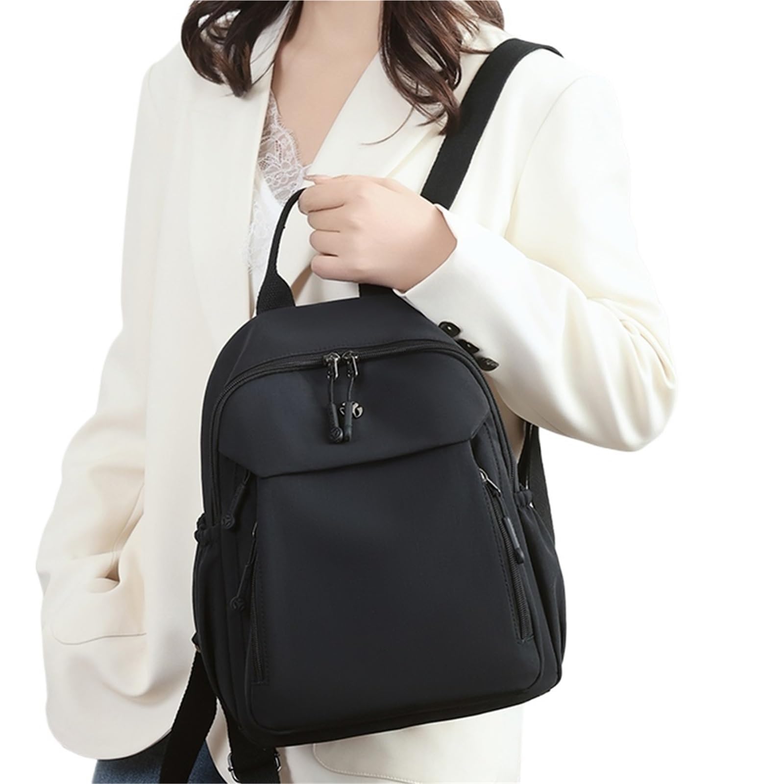 Zaino Scuola Superiore Zaino da donna in nylon, tinta unita, impermeabile, viaggio, casual, for la scuola, for ragazze, a tracolla