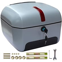 Motorcycle Scooter Top Box Tail Trunk Top Case Luggage Box, 28L Capacity, Storage Carrier Case Can Store Helmet, Universal Tail Case for Motorbike Moped Back Rear Case,Silver