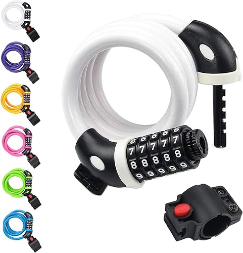 NDakter Candado de bicicleta, cable de bicicleta de 45.6 pies, cerradura de bicicleta de alta seguridad con combinación de 5 dígitos reiniciable,