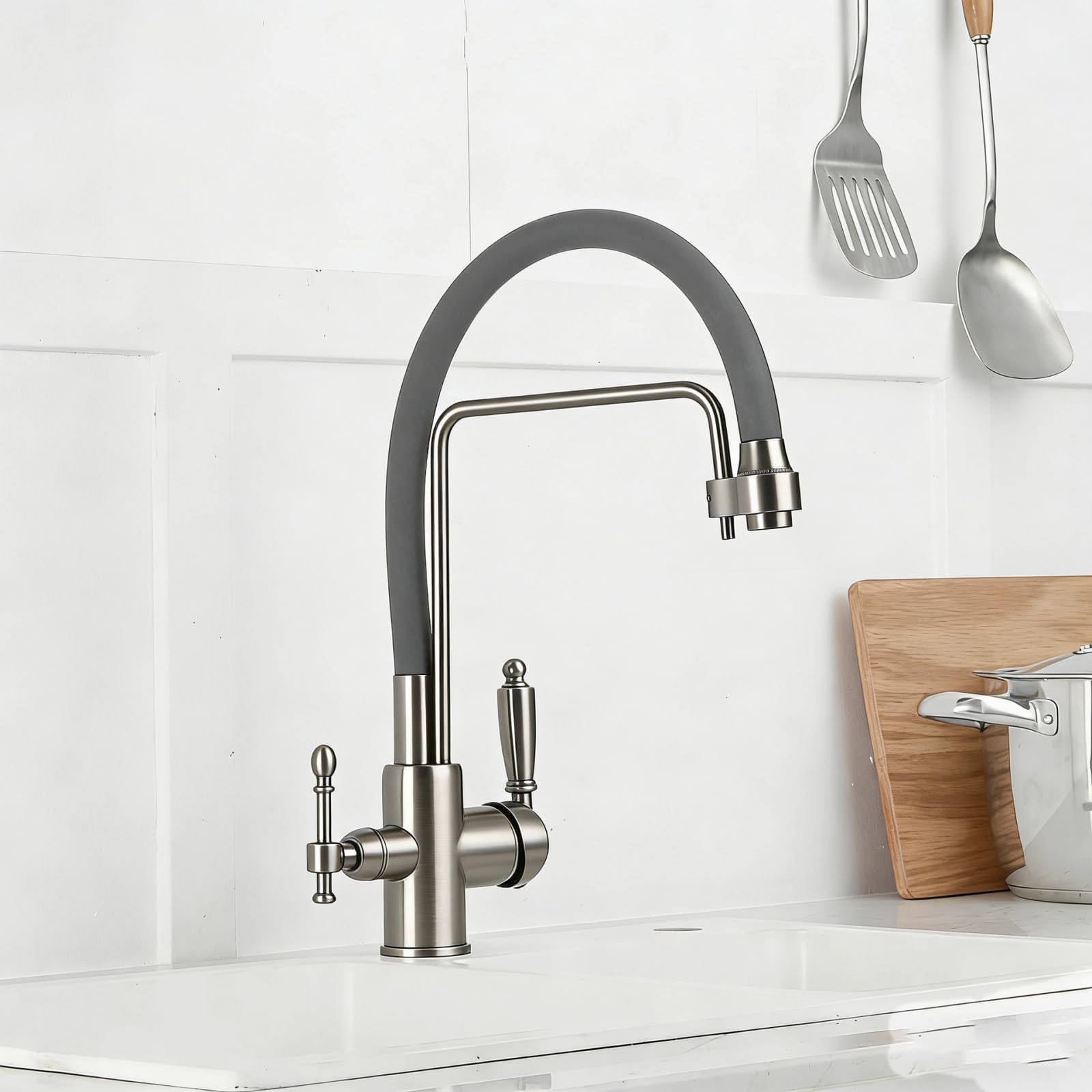 Fanjubei Brushed Kitchen Copper Hot And Cold Water Purified Water Sink Faucet