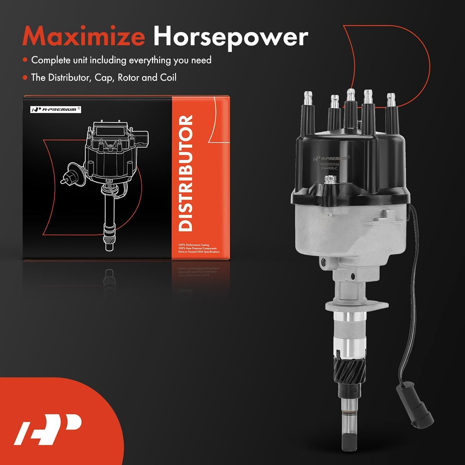 A-Premium Ignition Distributor with Cap and Rotor Compatible with Jeep Wrangler 1994-1995/1977, Cherokee 1994-1997, TJ 1997 & Dodge Dakota 1997, 2.5L