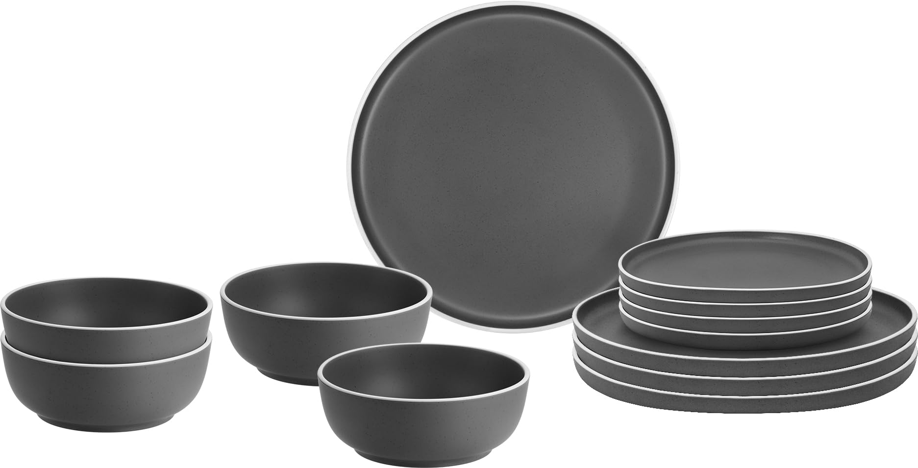 Brunner Dolomit Melamine zestaw obiadowy na kemping, antypoślizgowa zastawa stołowa, lekkie, odporne na pękanie, talerze, miski i kubki, do przyczepy kempingowej, na piknik i kemping, do jadalni