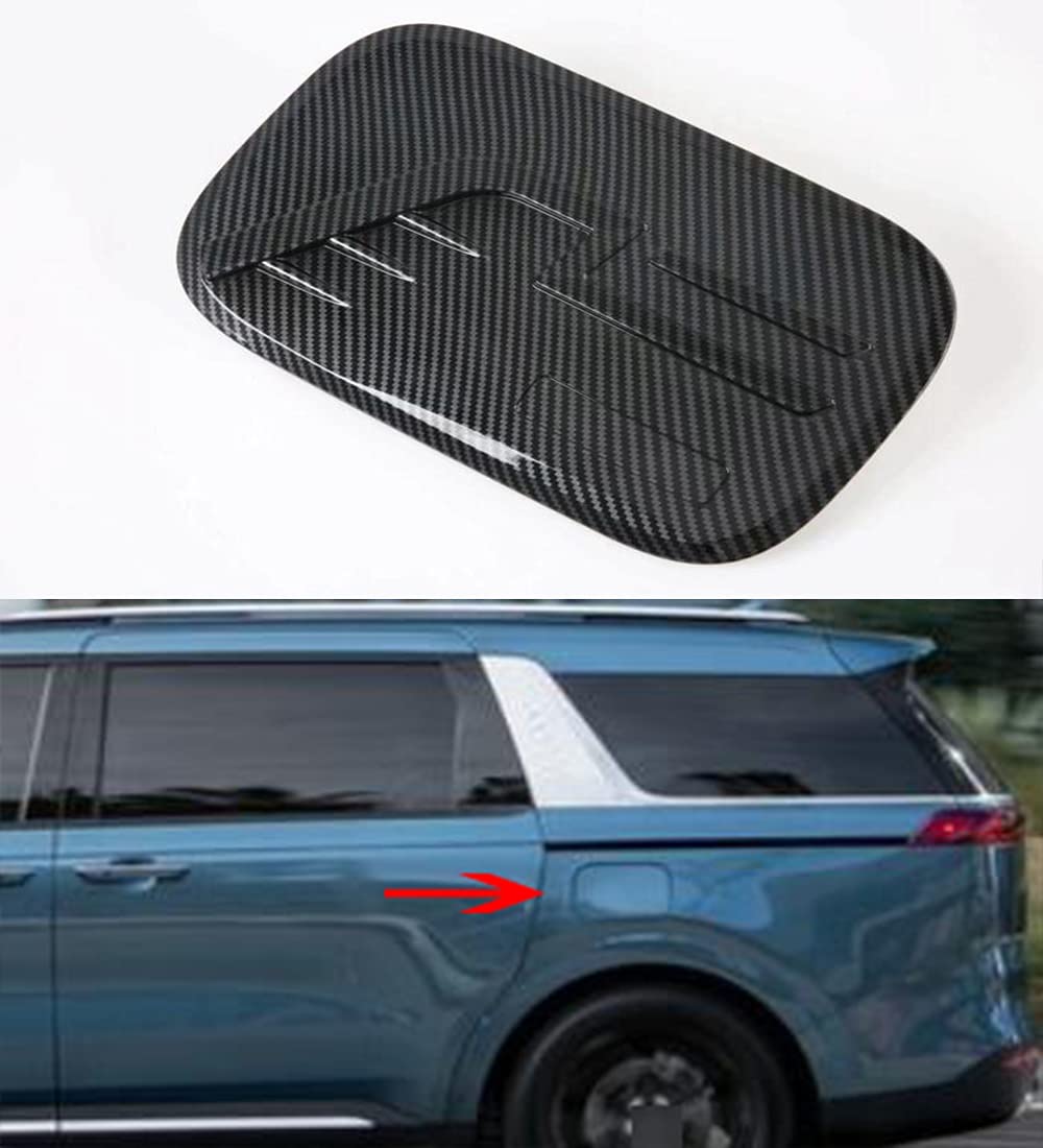 Momoap /Carbon Fiber Auto Fuel Filler Door Cover Gas Tank Cap Decoration Cover Trim for Kia Carnival 2020-2023 Carbon fiber black