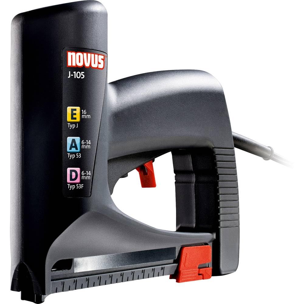 Novus Agrafeuse électrique J-105 avec réglage de force d'impact - Agrafeuse professionnelle travaux et bricolage - Agrafeuse cloueuse avec butée de distance