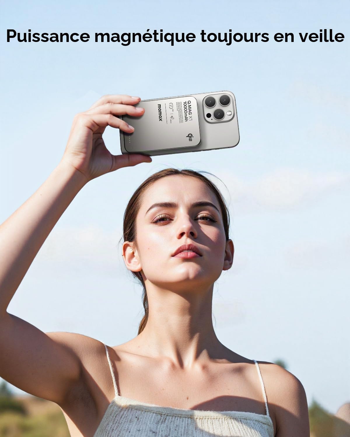 MOMAX Qi2 Powerbank Magnétique, 10000mAh Charge Rapide Ultra-Fin Chargeur Externe magnétique, 15W Charge sans Fil pour iPhone MagSafe & Android, Portable Léger, Titane