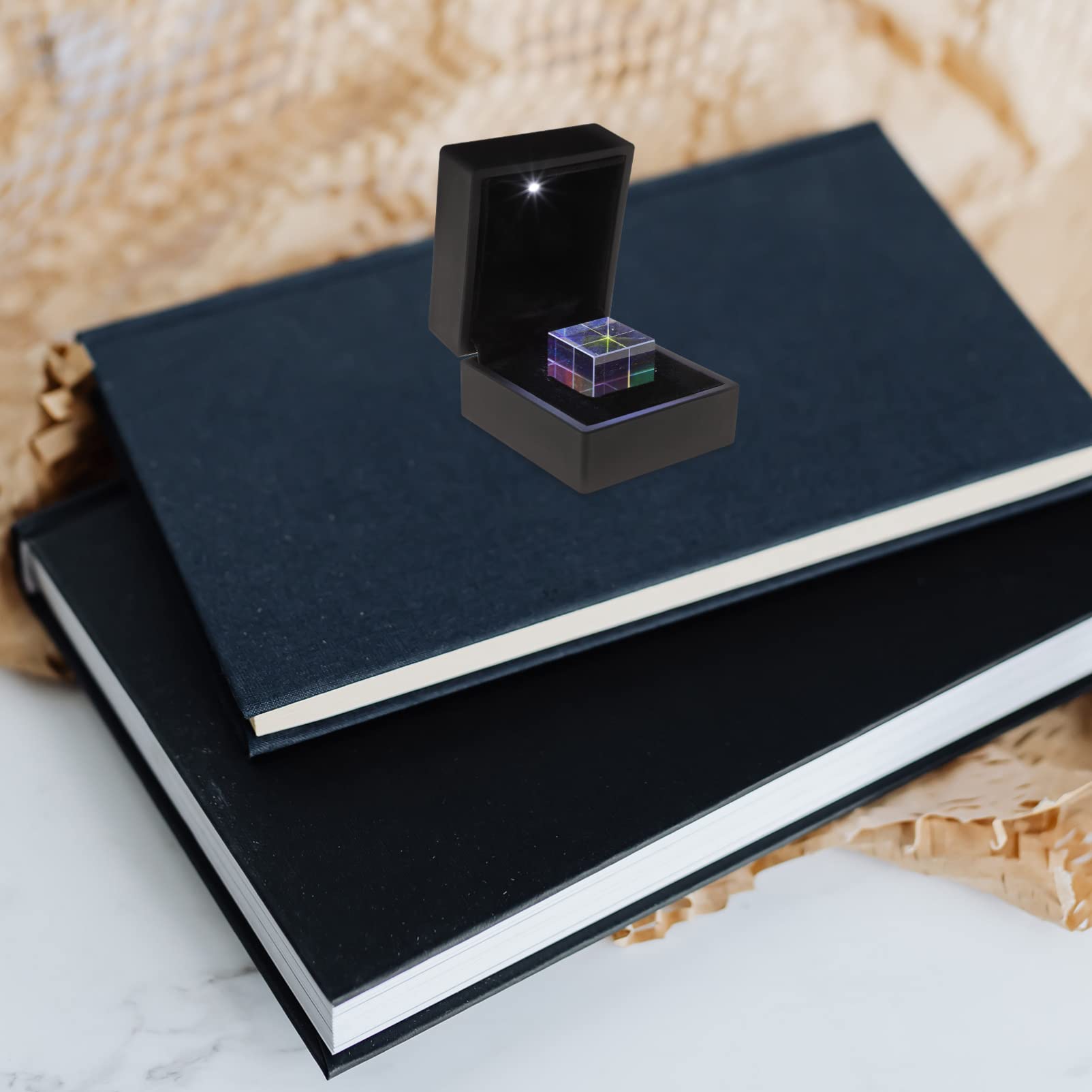 UKCOCO Würfel aus optischem Glas, Prisma mit Box, Maße 2,3 x 2,3 cm, für Lehrzwecke oder zur Dekoration