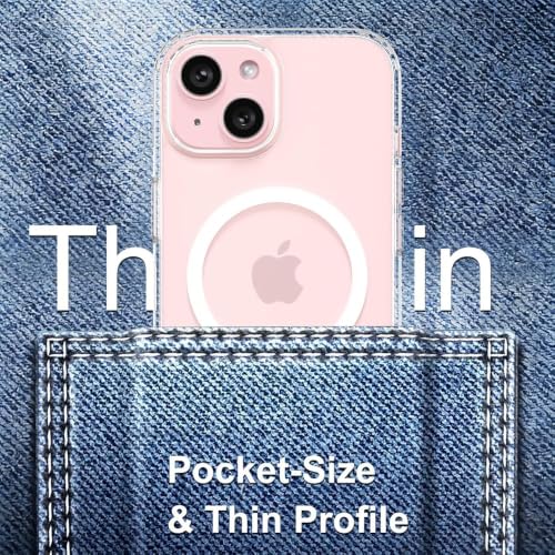 Image of DIZORO Crystal Clear Magnetic Magsafe Compatible with iPhone 15 Plus Case with Anti-Yellow Anti-Scratch Shockproof Transparent Cover