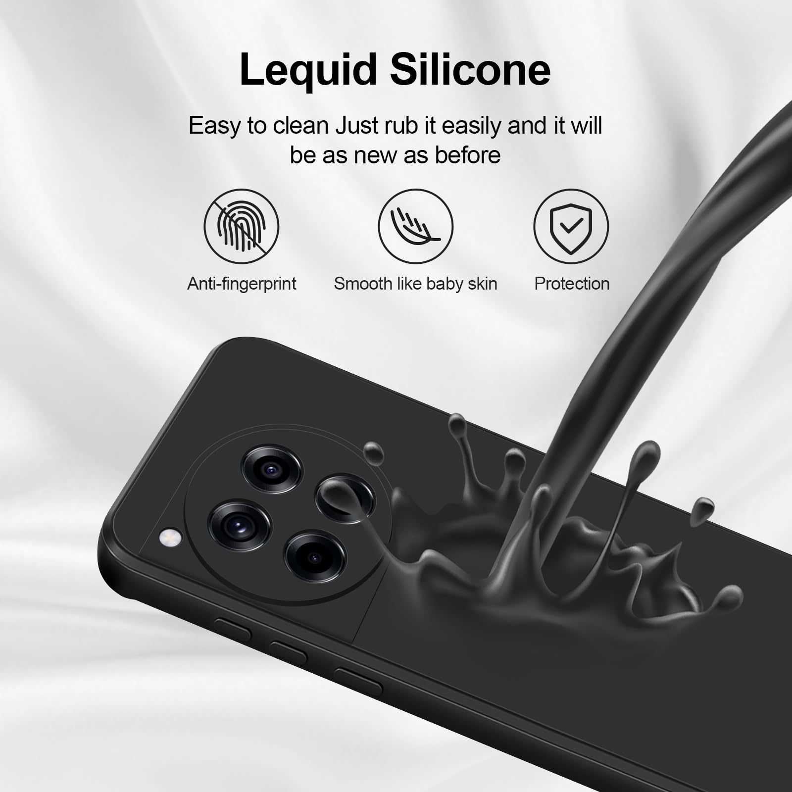 GiiYoon Case Compatible with Oneplus 12R, Silky-Soft Touch Full-Body Protective Phone Silicone Case - Image 4