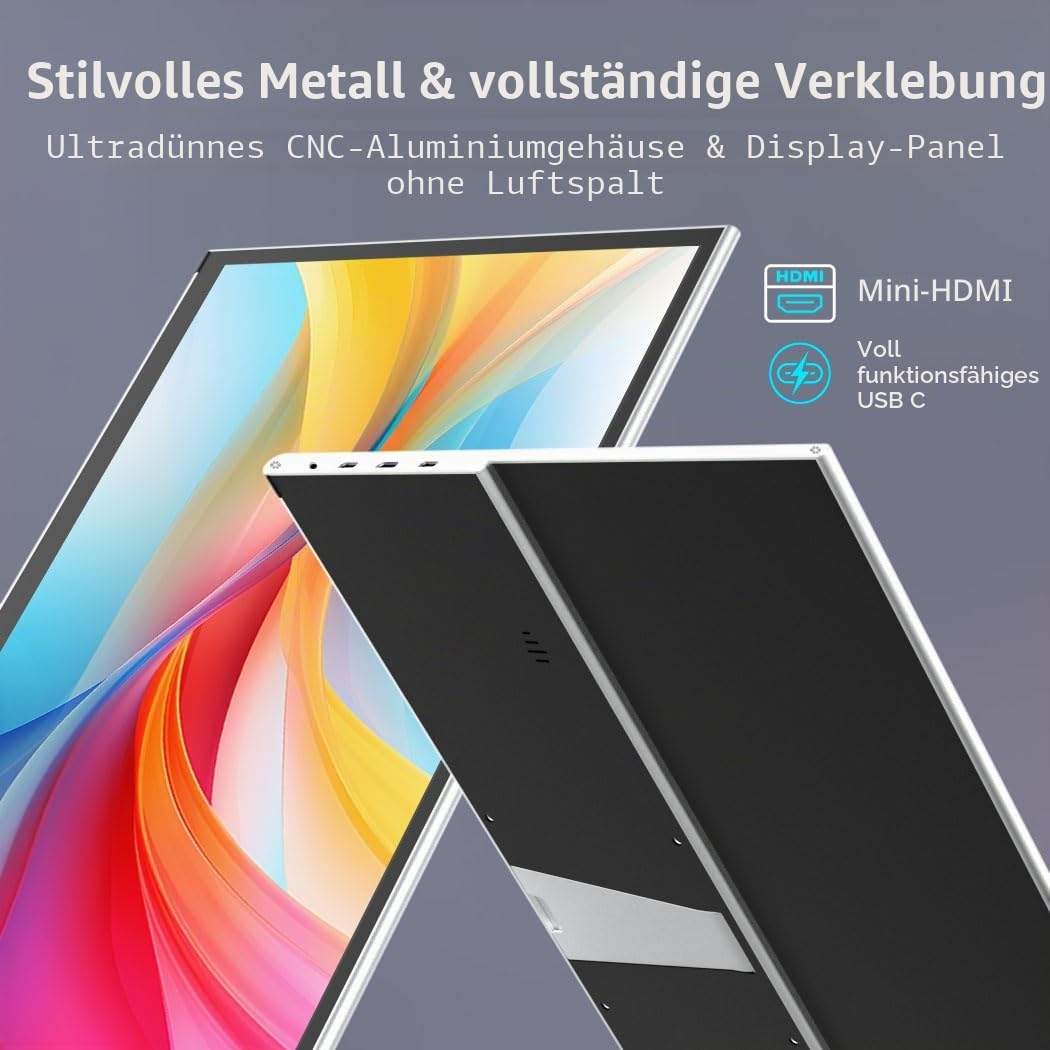 Portable Monitor Touchscreen 14“ 2K,2560x1440 100% P3 1Ms Mobiler Display,AES Stylus Pen Support,Eye Care Tragbare Monitor für Laptop,Mac NUC Mini PC,VESA & Integrierter Standfuß (13.3")