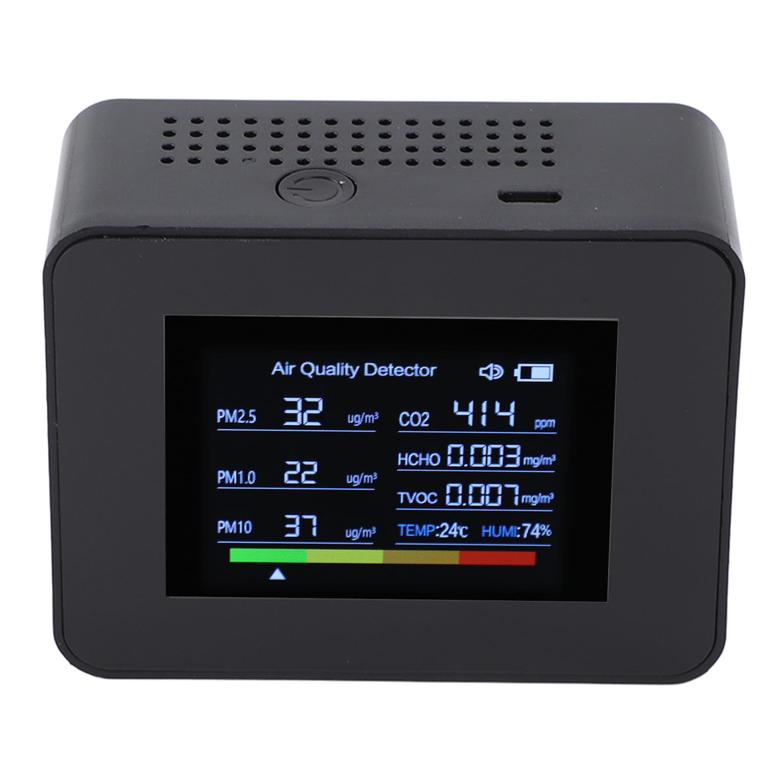Misuratore di qualità 'aria interna Rilevatore di CO2 8 in 1 Sensore NDIR Rileva PM2.5 PM10 PM1.0 HCHO TVOC Temp Umidità con allarme (Nera)