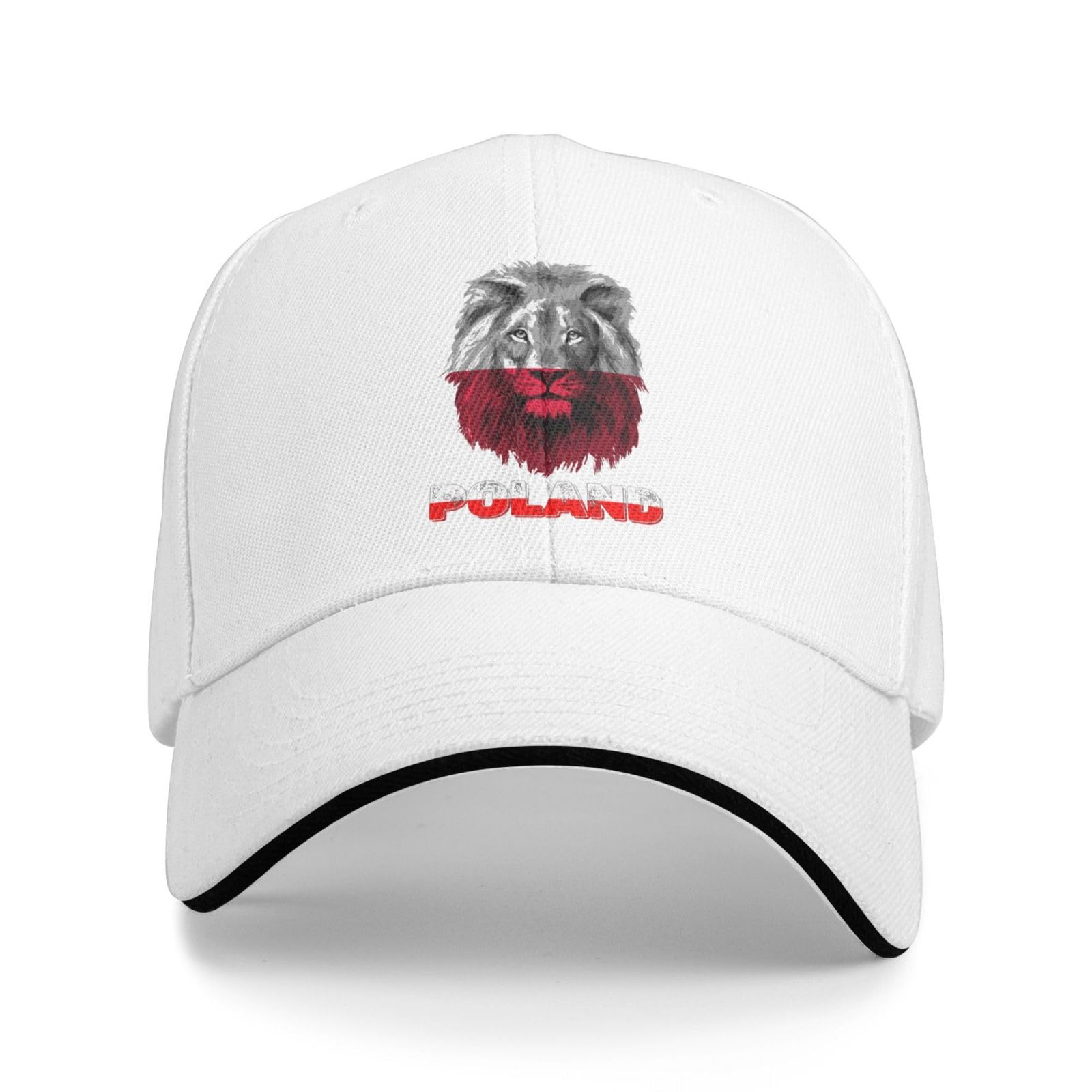 Aceprints Unisex White Vintage Poland Polish Flag Lion Head Baseball Cap