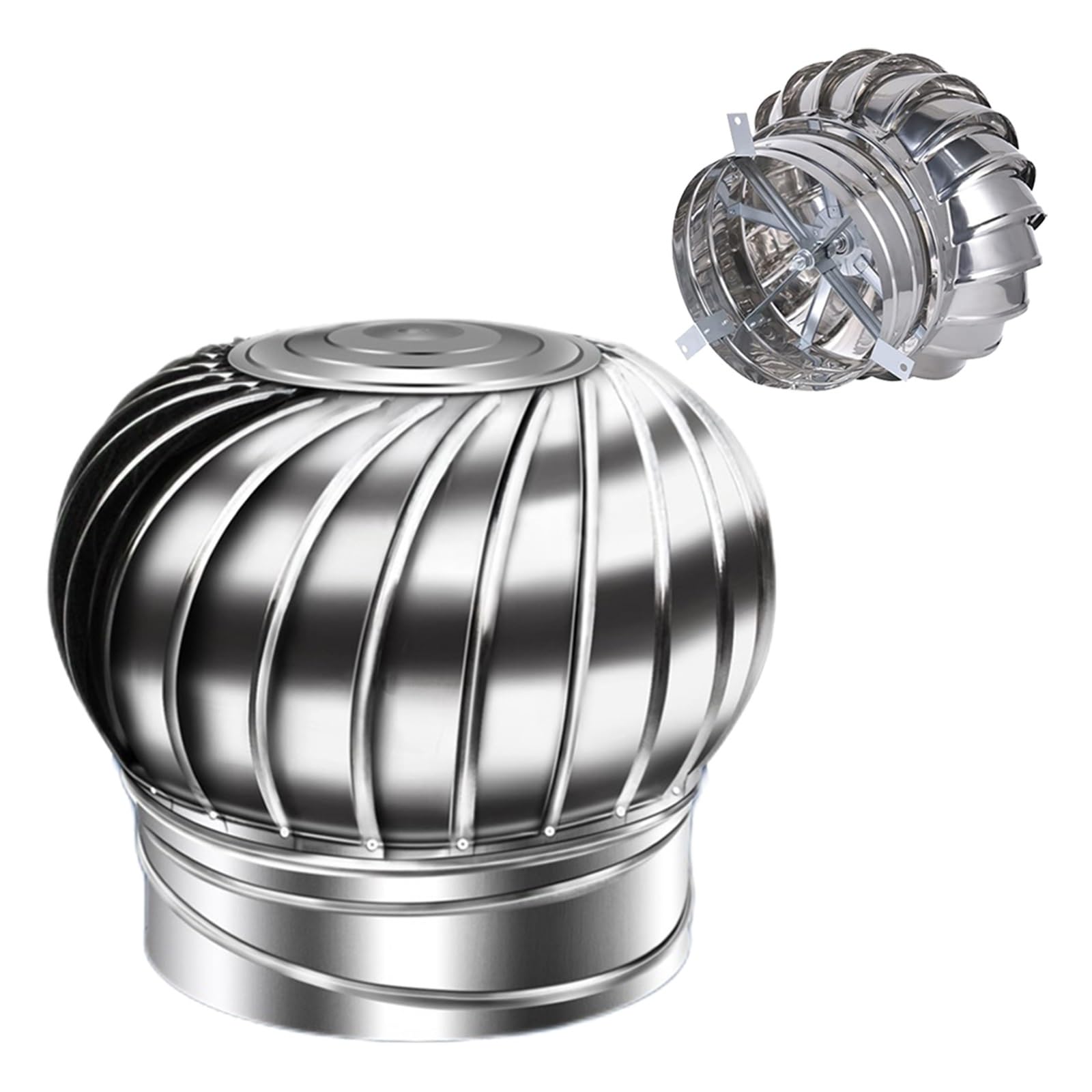 KGLHJDY Stainless Steel Rotating Chimney Cowl Roof Ventilating Chimney Spinner Cap Rain Cover for Most Standard Chimney Pots 75-400mm(110mm/4.33in)