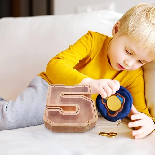 Vista 63 de ibasenice Alcancía transparente para decoración del hogar, alcancía para niños, irrompible, alcancía de madera para adultos