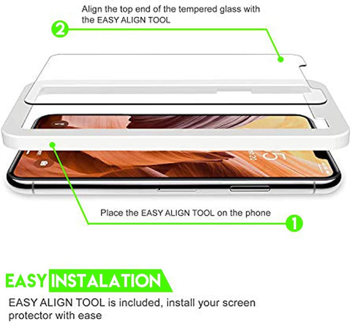 iPhone Tempered glass Screen Protector. [3 in a pack] Full Screen 9H Hardness Shield, Case Friendly, Anti-Bubbles Scratch Free, Extra Durable and Comes with Easy to Install Kit (iPhone Xr / iPhone 11/iPhone 12)