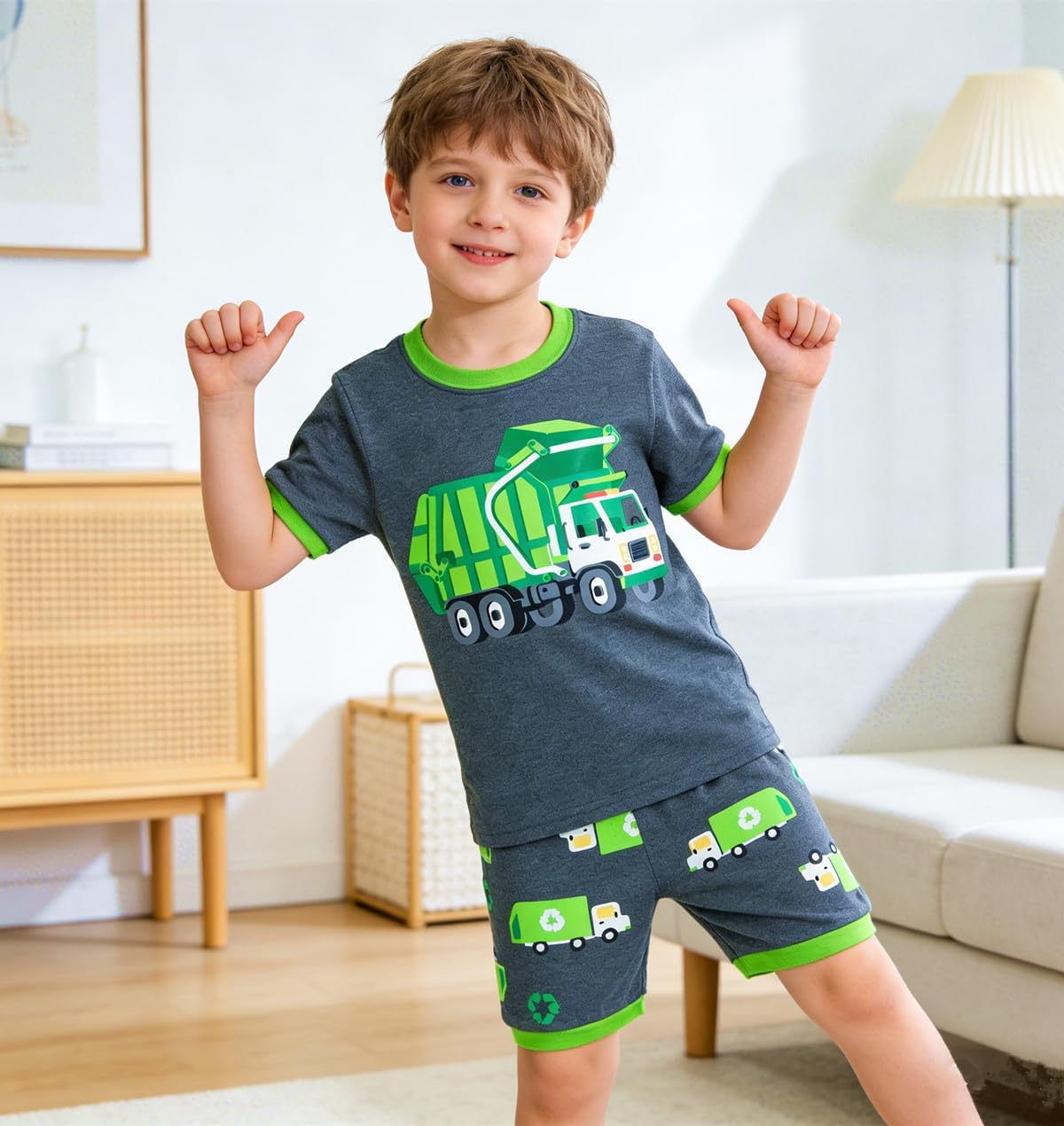 Popshion Boys Pajamas 100% Cotton Toddler Clothes Summer Pjs for Boy Planet Dinosaur Sleepwear Kids Short Sets 2-10 Years - Image 2