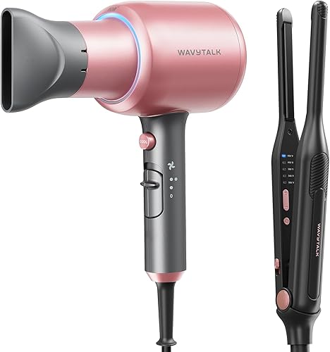 Miniatura 1 de Wavytalk 3/10" lápiz plancha plana oro rosa y soplado secador de pelo ónico oro rosa