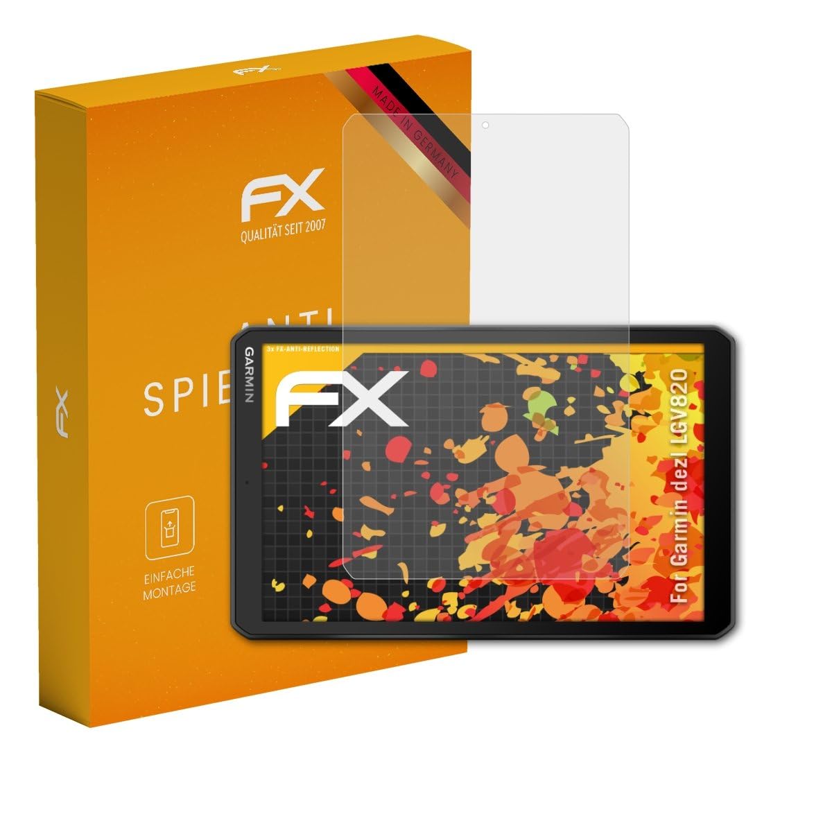 atFoliX Película Protectora compatible con Garmin dezl LGV820 Lámina Protectora de Pantalla, antirreflejos y amortiguadores FX Protector Película (3X)