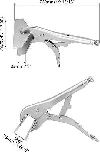 Miniatura 6 de QWORK Abrazadera de chapa de bloqueo de 10 pulgadas, paquete de 2 herramientas de alicates de bloqueo de soldadura, herramienta de agarre de chapa