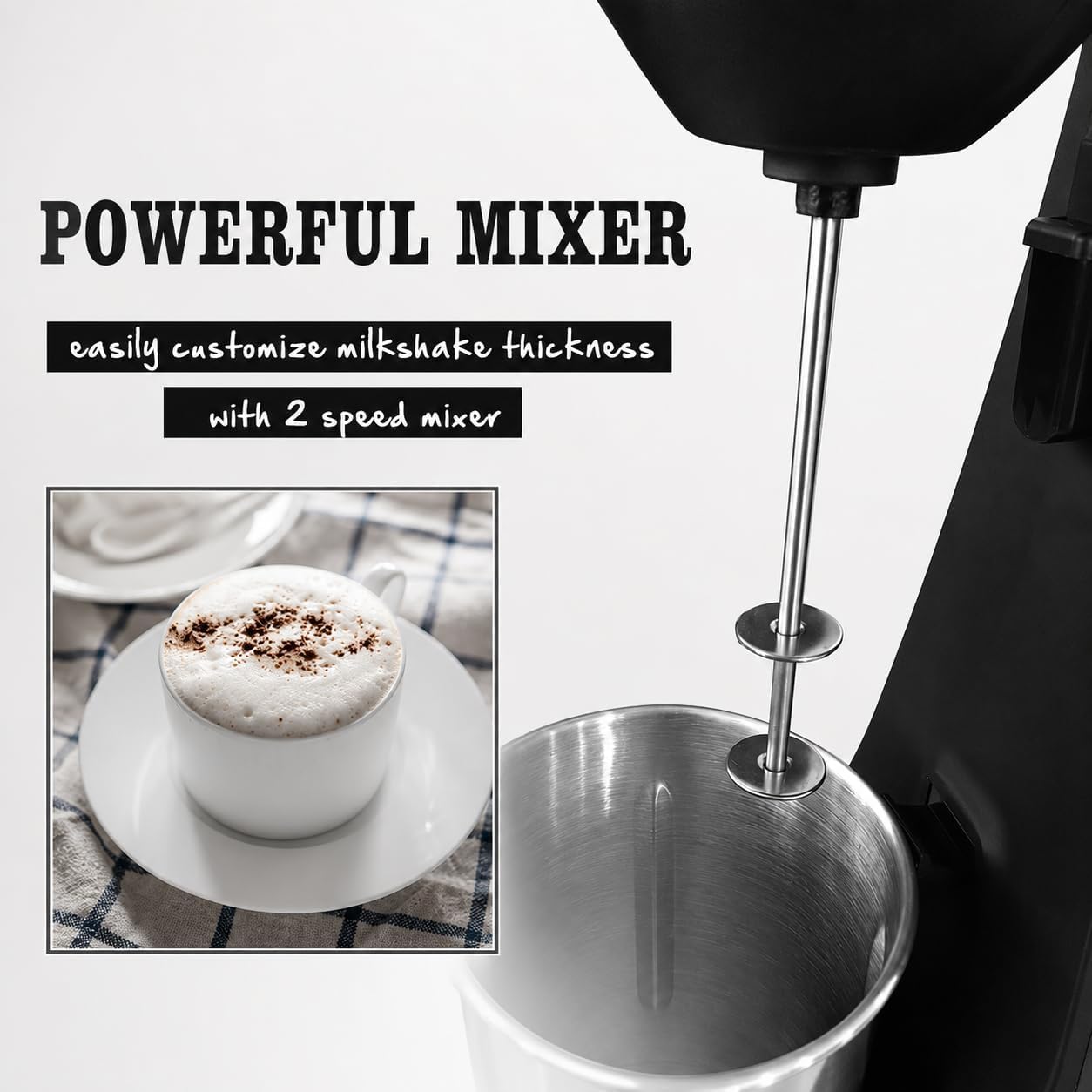 100 W Einkopf-Milchshake-Mixer mit 450 ml Edelstahlbecher