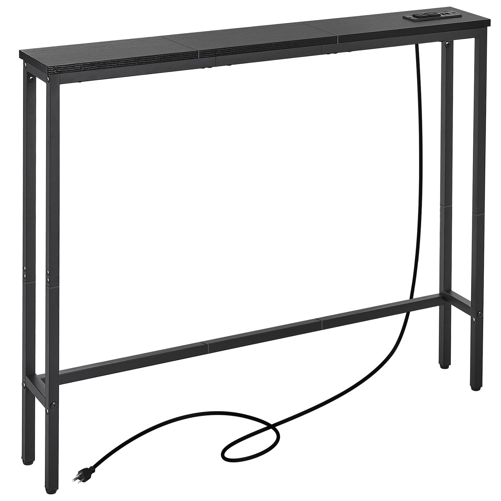 ELYKEN 5.9" Narrow Console Sofa Table with Power Outlets, Total 39.4” Long Behind Couch Table with Charge Station and 5.9’ Extension Cord for Living