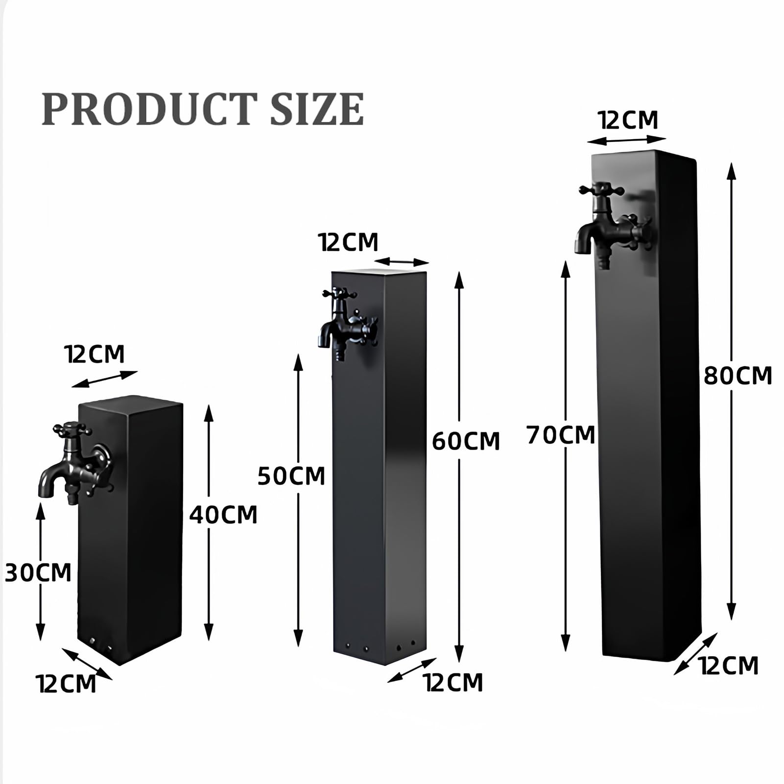 Columna de agua de acero inoxidable para exteriores con grifo, soporte de manguera independiente, grifo vertical de jardín, hidrante exterior anticongelante