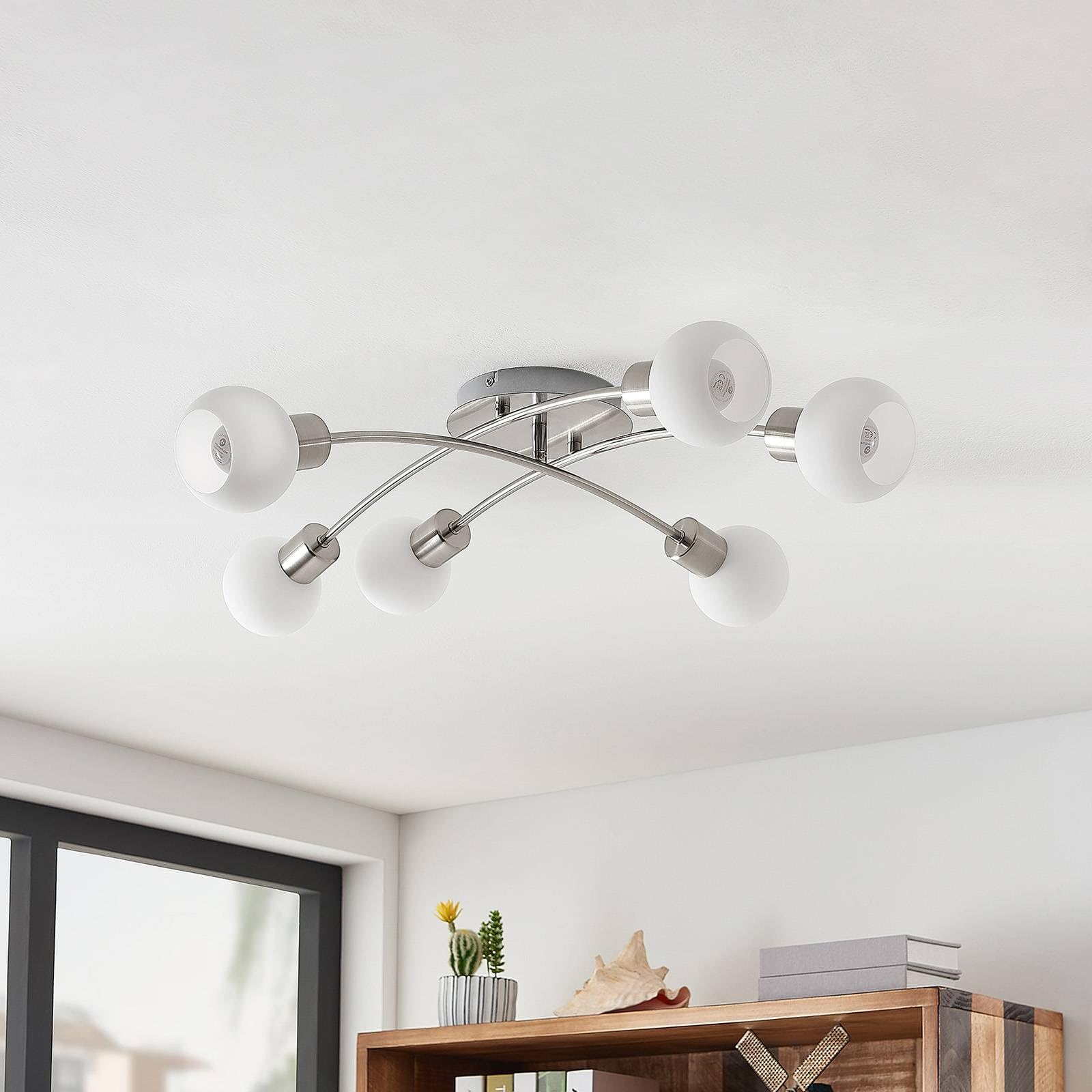 Lindby Deckenlampe Agmar (Modern) in Alu aus Metall (6 flammig, E14) - Deckenleuchte Lampe Wohnzimmerleuchte
