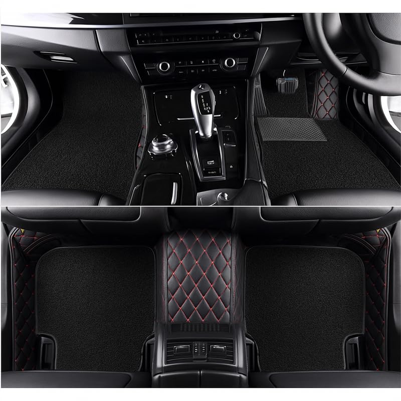 Image of SINEX Premium 7D car mat Full Set for Maruti Suzuki Alto K10 (Model : 2015-2025) Luxury Leather Double Car Floor Mat Complete Set || 100% Waterproof and Washable Color : Black-Red (Design-1)