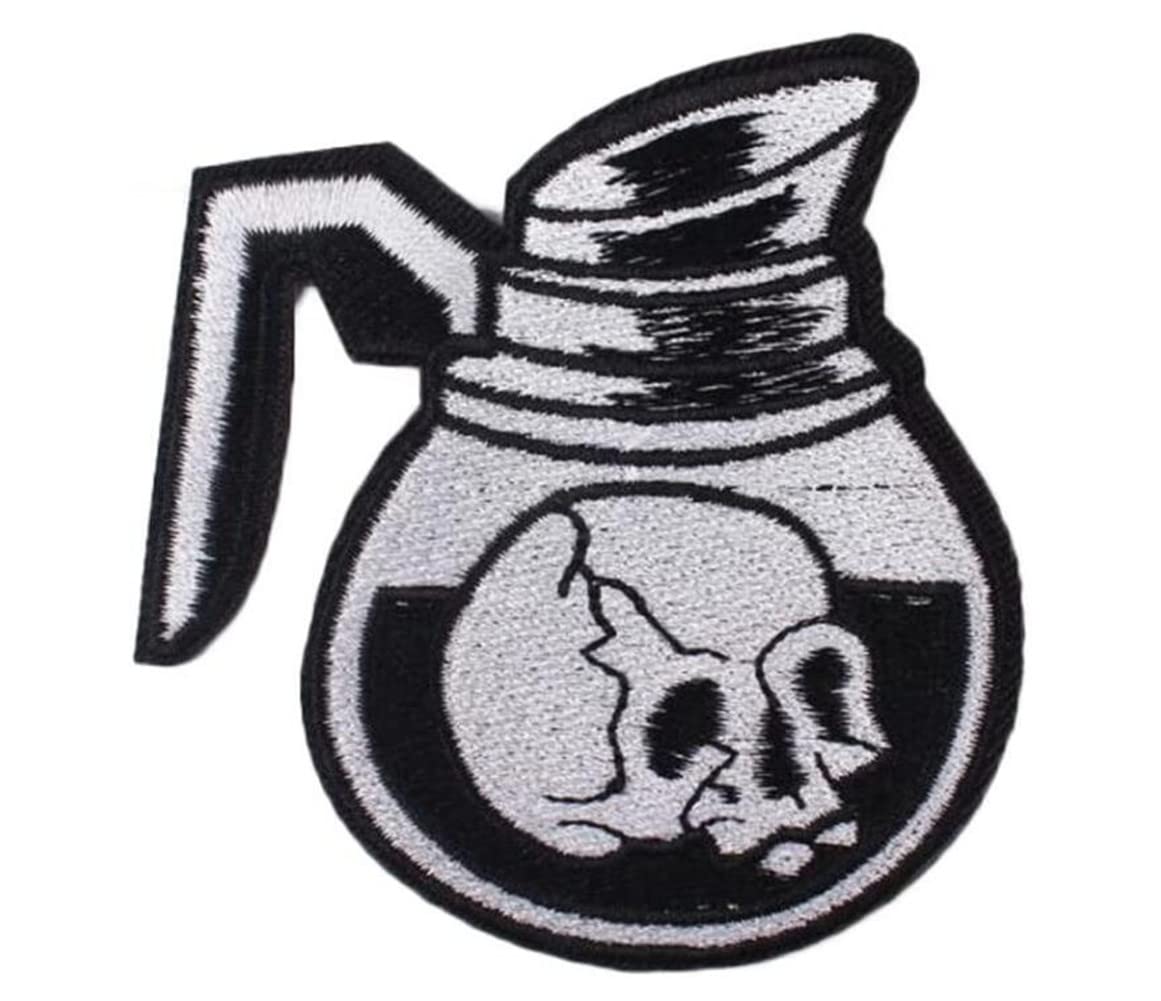 Punk Skull Patch Skeleton in Bottle Applique Iron On Sew On Emblem Embroidered Patches for Backpacks Jackets Hat Clothes DIY