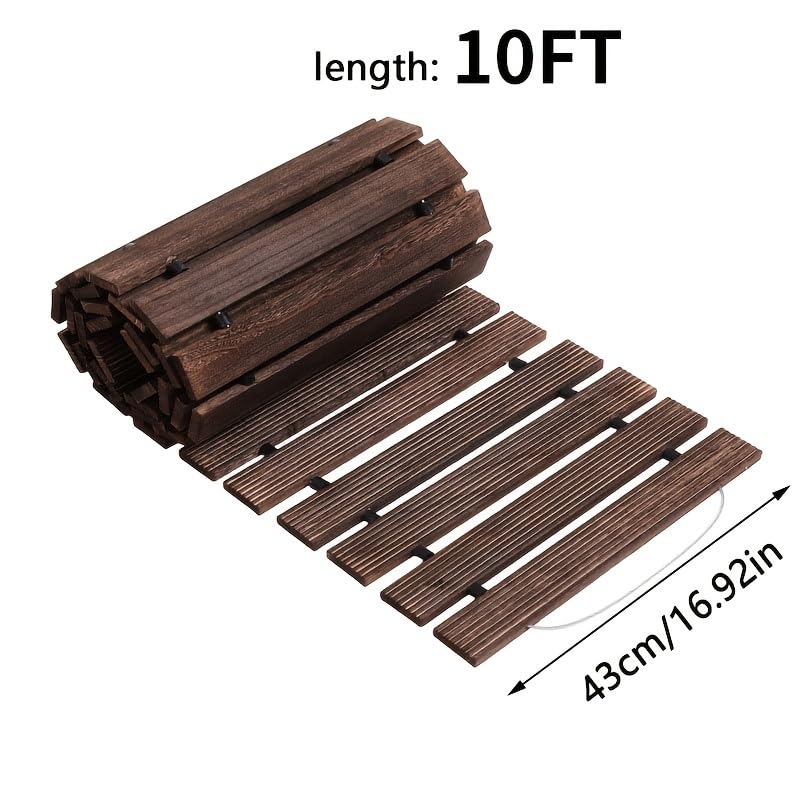 Holz Gartenweg Rollweg, Ausrollbarer Holzweg 3.66 Meter, Holztritt Gartentritt Gehweg Wege im Garten, Hinterhof, Terrasse, Bodenbelag, Hochzeit Deko (Dunkelbraun, Gebogen 10FT)