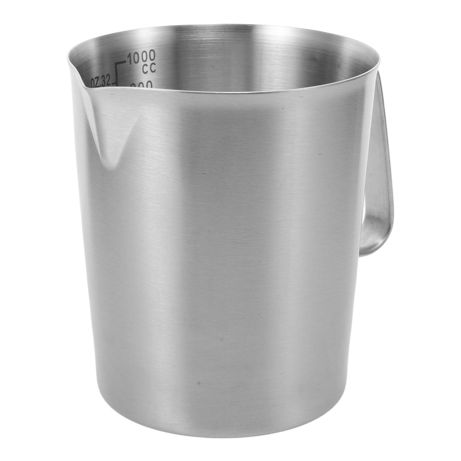 Taza Medidora de Acero Inoxidable Asa 1000 Ml Jarra Espumadora de Leche Escala Medidor para Café y Batidos Adecuado para Uso Doméstico y Cocina Profesional