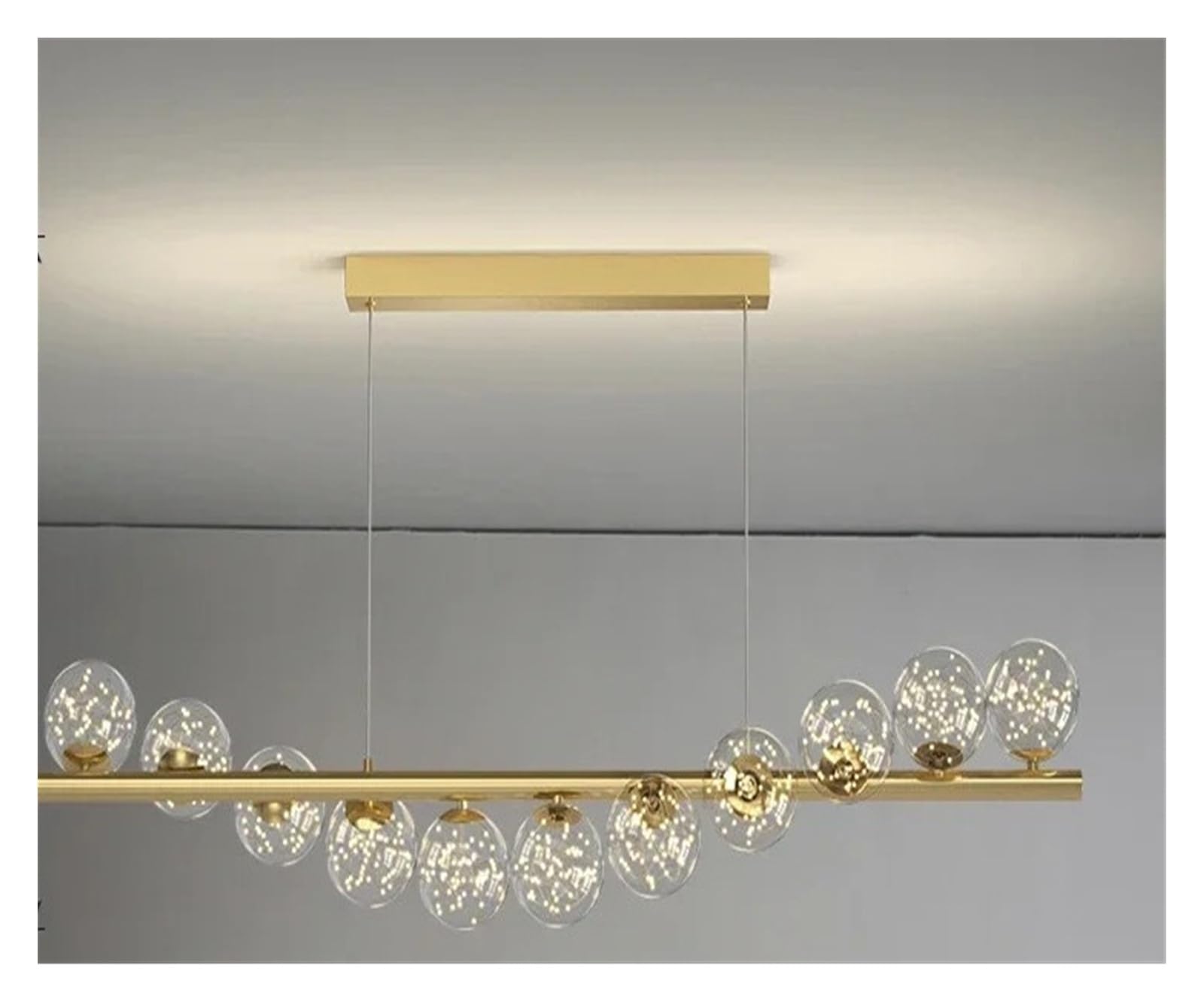 Generico Lampadario moderno, Lampadario moderno a soffitto lungo a LED, sospensione, sfere di vetro, tavolo da pranzo, cucina, decorazioni for la casa, lampada a, luci scrivania(Type B-11 head,Warm)