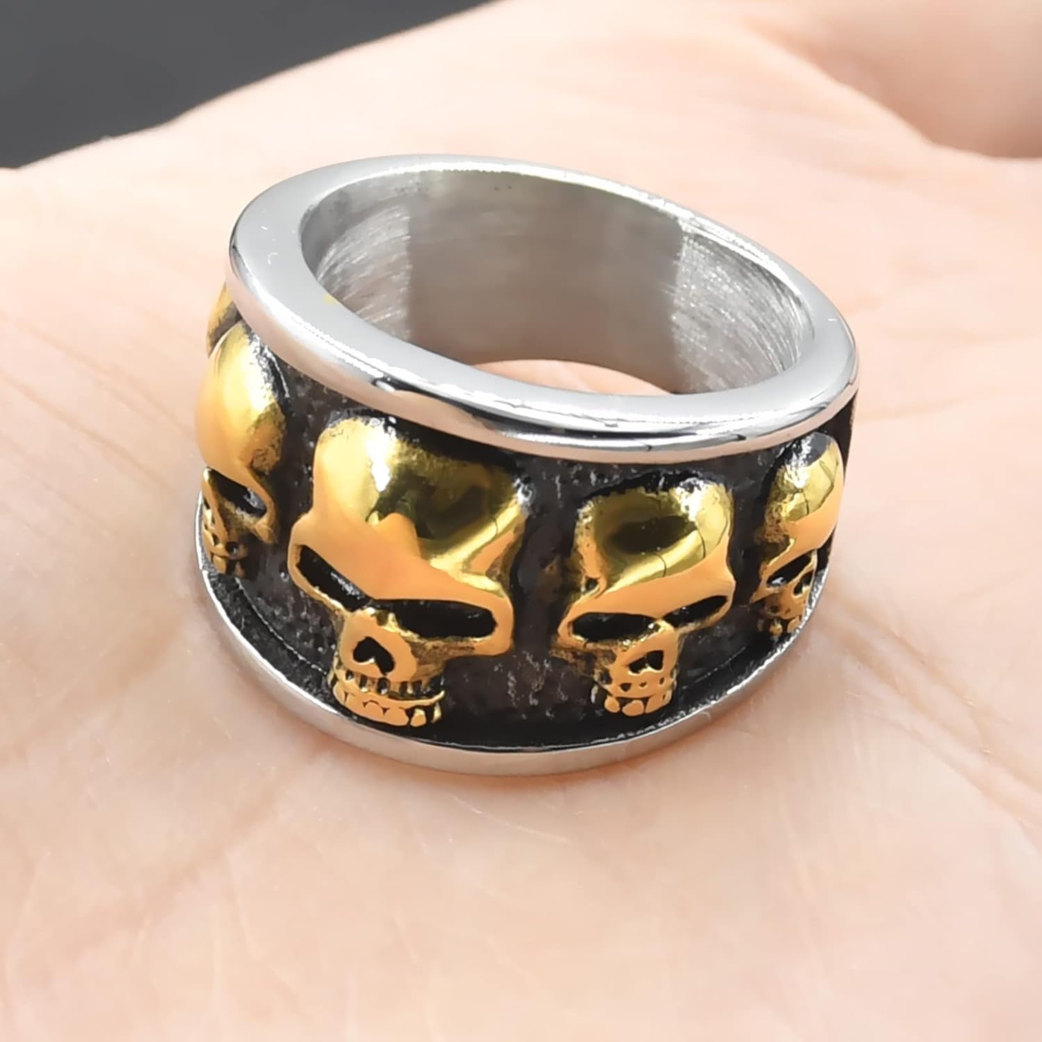Stainless Steel Cool Skull Rings Gothic Death Skull Skeleton Cocktail Party Biker Statement Retro Vintage Ring - Image 3