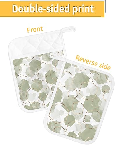 Miniatura 2 de Sage Green 5Pcs Pot Holders for Kitchen,Non Slip & Heat Insulation Terry Cloth Potholder Set with Pocket,Thick Hot Pad Oven Mitts Trivet Coaster for